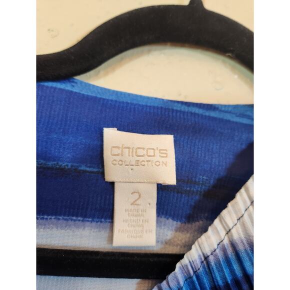 Chico's Collection Women Blue Ocean Stripe Long Sleeve Open Front Cardigan Large - Picture 3 of 6